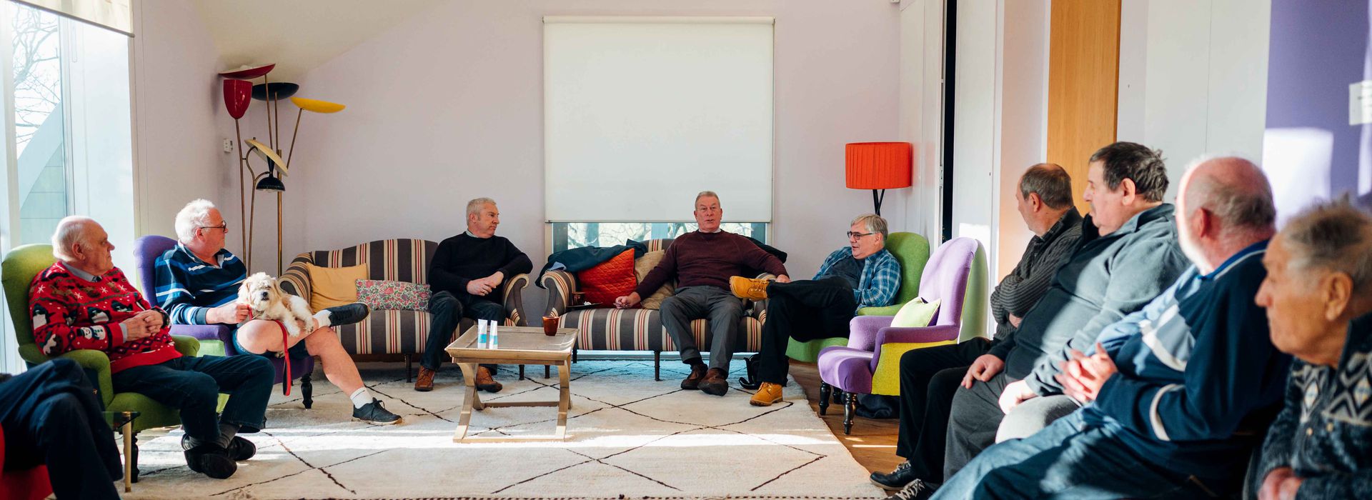A mens support group in session