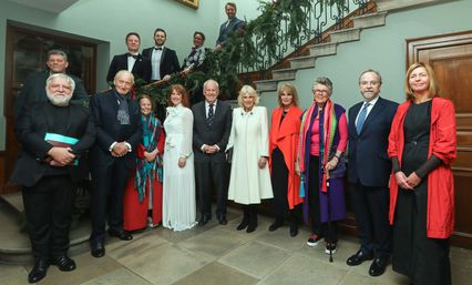 Her Majesty The Queen standing with guests for Maggie's Carol Concert, St Paul's Cathedral