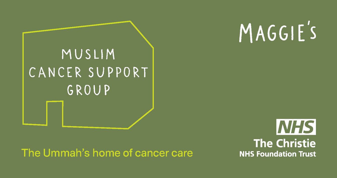 Flyer with Maggie's logo and The Christie NHS Foundation Trust logo for the Muslim cancer support group with tagline 'The Ummah's home of cancer care'