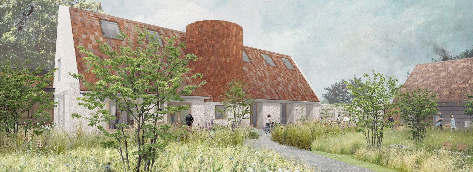 Landscape CGI of the new Maggie's centre in Maidstone, Kent