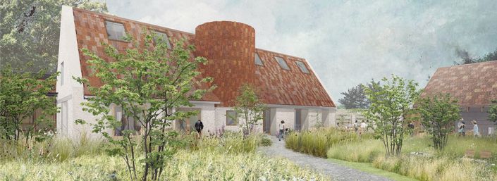 Landscape CGI of the new Maggie's centre in Maidstone, Kent